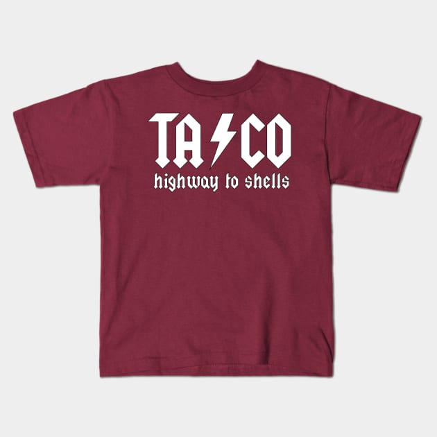 TACO - AC/DC Design Kids T-Shirt by mymainmandeebo